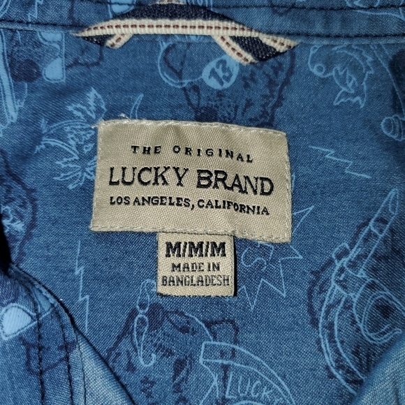 Lucky Brand Boys buttondown with bear pattern Medium - Picture 2 of 8